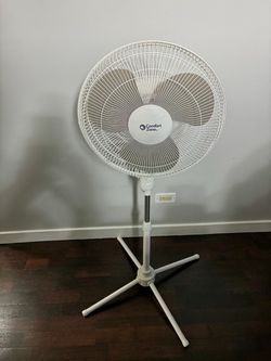 Comfort Zone Oscillating Pedestal Fan Vent Model CZT161BTE 3 Speed High Velocity New  Z16” Size 28.7”Dx28.7”Wx48”H White Adjustable High & Tilt