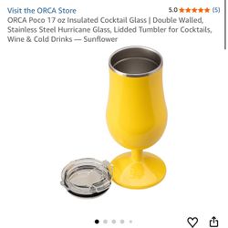 New with tag Orca Poco 17oz insulated cocktail glass double wall stainless steel hurricane cup