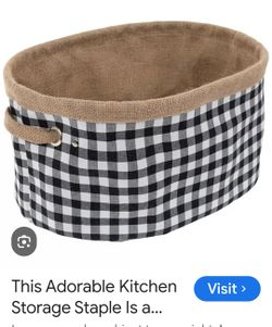 New Checkered Burlap Storage Basket