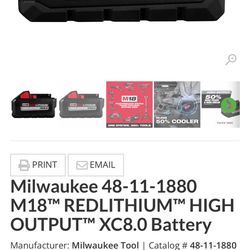 Millwaukee Xc8.0 Battery M-18