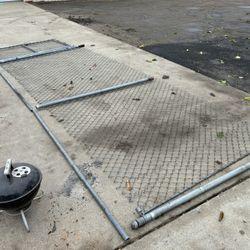 Roughly 15 Feet Of Chain link Fence With Gate ,Posts And Hardware 