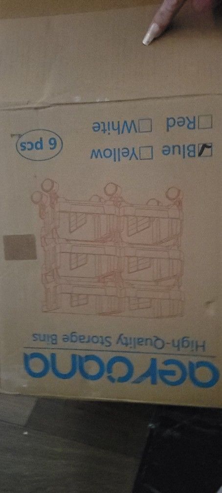 Six Piece Stackable Organizing Storage Bins On Wheels Color Blue