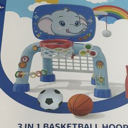 3 IN 1 BASKETBALL HOOP & SOCCER GOAL & TBALL SET SPORT SET