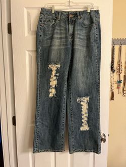 Seven7 Distressed Straight Leg Jeans