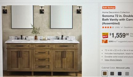 Home Decor Collection Double sink vanities Almond