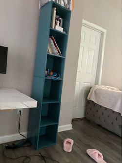 Tall Teal Cube Bookshelf / Storage Organizer