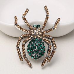 Rhinestones Spider Brooch 