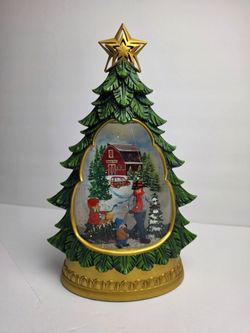 Christmas Tree Holiday Traditions Snow Globe - Lighted Moving Glitter Snow