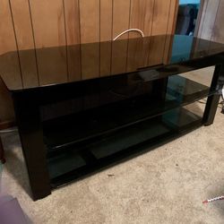 TV Stand  Black Metal and Glass 