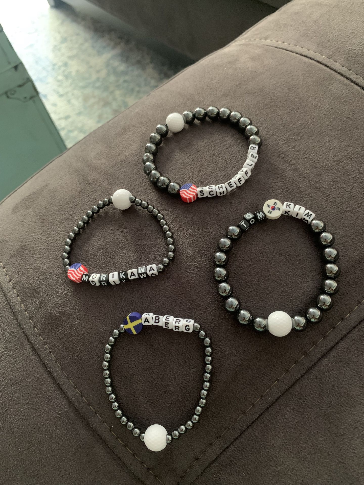 PGA Golf Player Beaded Handmade Hematite Bracelets(See Description For Individual Pricing)