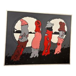 NY: Large Vintage Pop-Art Painting Titled “Procession” By Douglas Binder from the 1770s