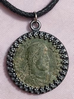Authentic Genuine Ancient Bronze Roman Imperial Coin Of The Emperor Valens Pendant Necklace 