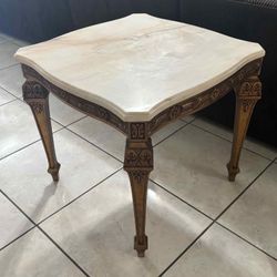Antique Bronze & Marble End Table 24”x24”x22”H