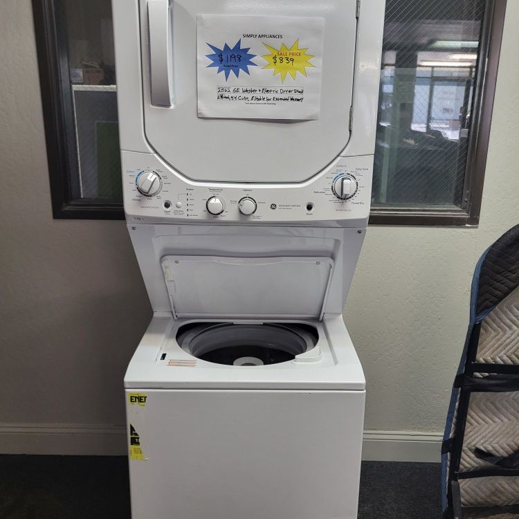 🌻  Spring Sale! 2022 GE Electric Washer &Dryer Stack Unit - Warranty Included