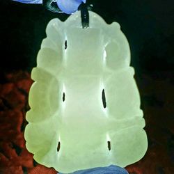 Burmese icy type A jadeite jade pendant lucky Bamboo.