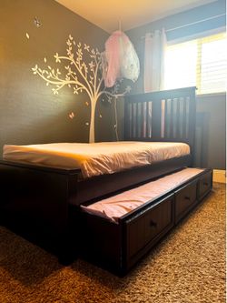 Twin Trundle Bed with Mattresses and waterproof cover included