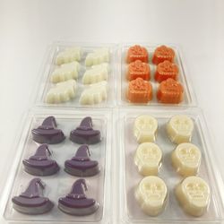Spooky Halloween Wax Melts Bundle - 4 Packs (Ghosts, Pumpkins, Witch Hats, Skulls)! New,
