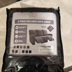 8 Piece Recliner Sofa Cover Black 