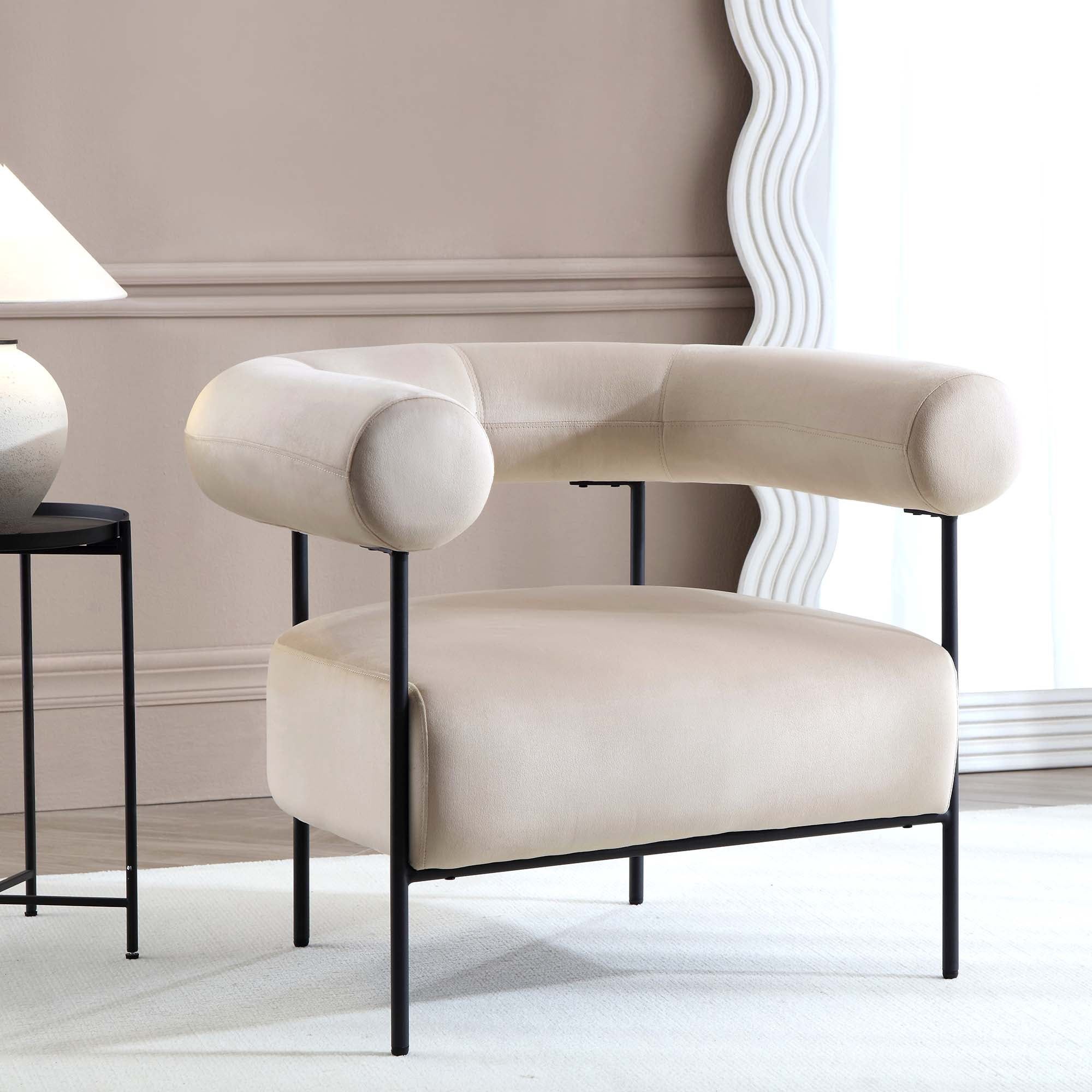 Set of 2, Fulbourn Champagne Velvet Armchair