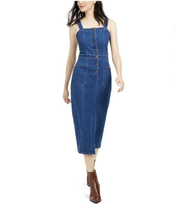 Brand new woman’s OAT New York brand fitted blue denim button dress up for sale