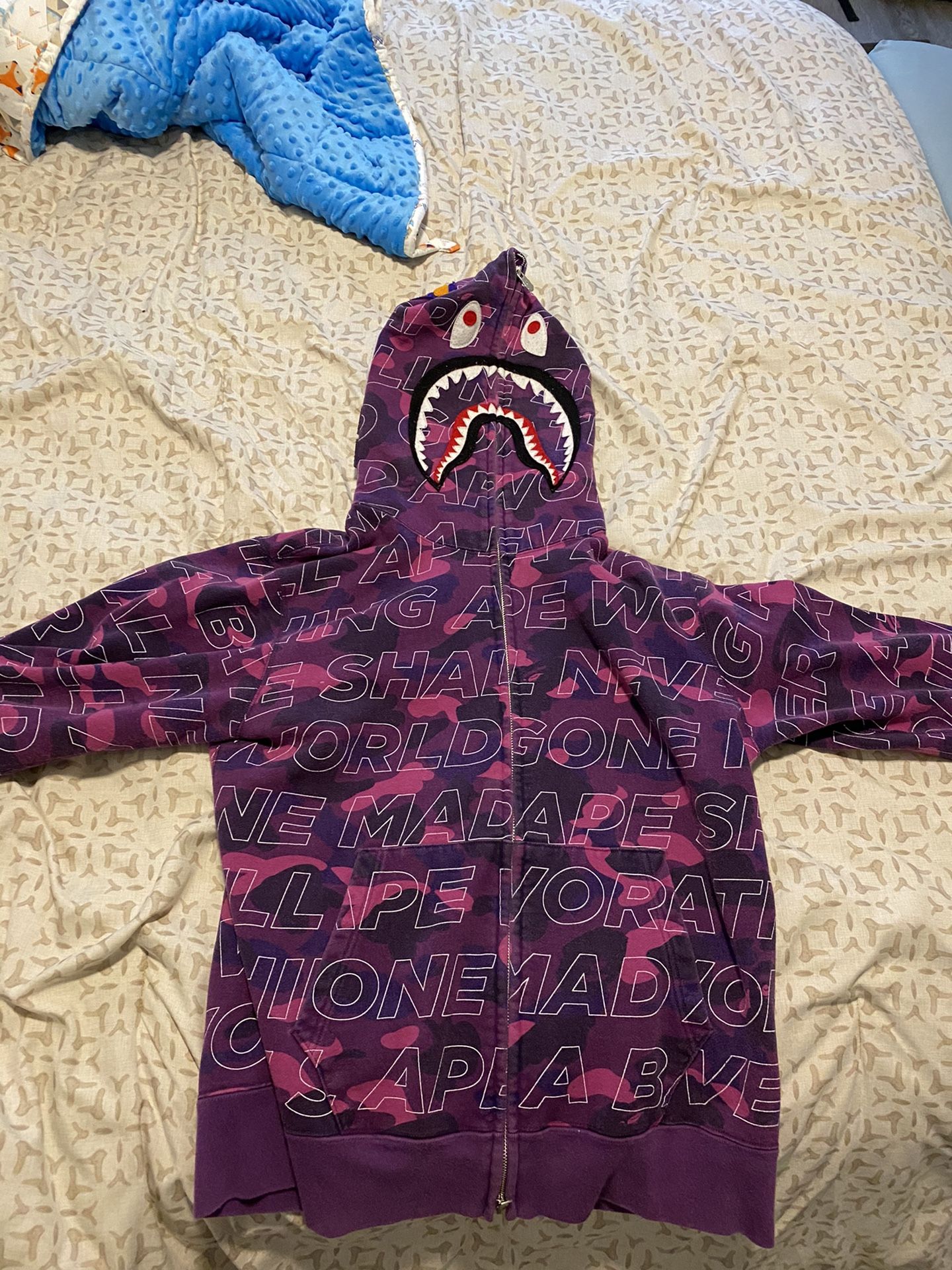 BAPE Purple Camo Full Zip Shark Hoodie