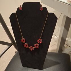 Holiday Necklace And Pierced Earrings 