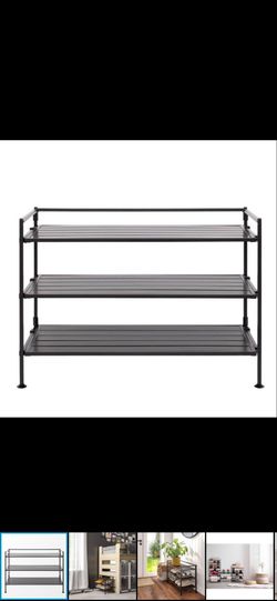 19 in. H 12-Pair 3-Tier Espresso Resin Sturdy Metal Shoe Rack
