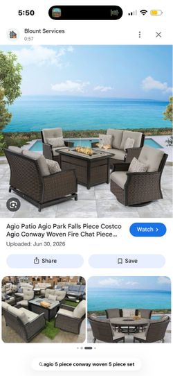 5 Piece Rocker/Glider Conversation Set with Fire Table