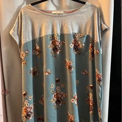 Floral Size XL Short Sleeve Blouse