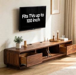 94.5" Walnut TV Stand / Media Console — Fits TVs up to 100"