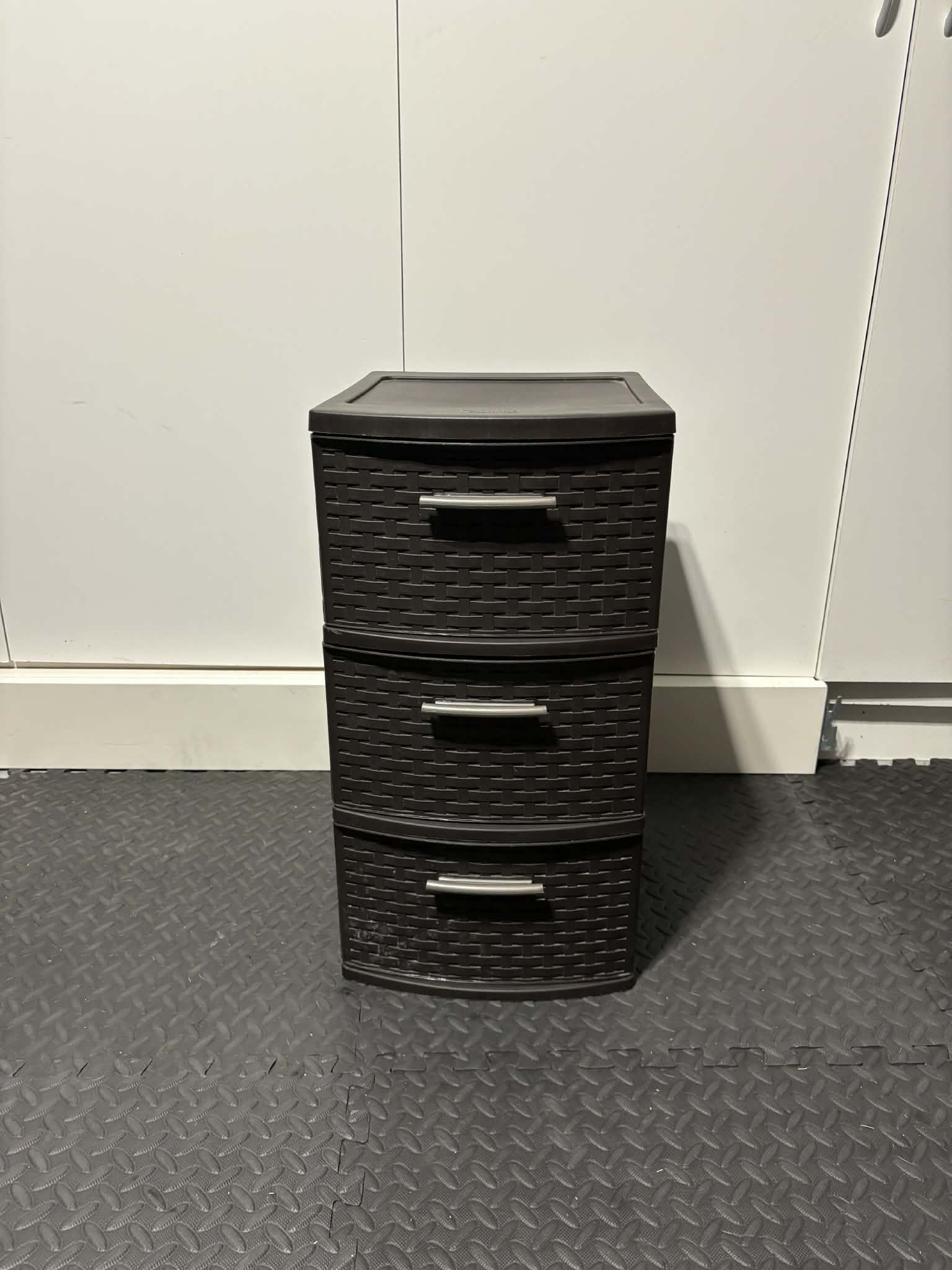 Sterilite 3 Drawer Plastic Wicker Weave Decorative Storage Organization Container