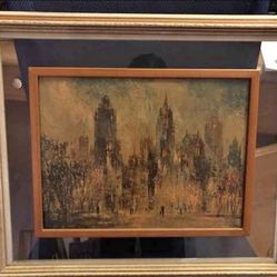 Mid-Century Impressionist NYC Skyline Paintings - Vintage - $50each or $80pair