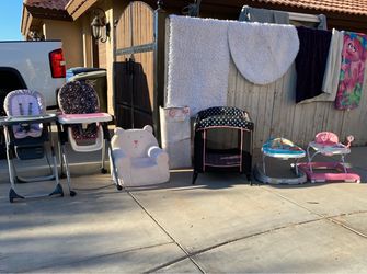 Rugs,blankets,high chairs,ironing board & more home items /prices from $6 to $47