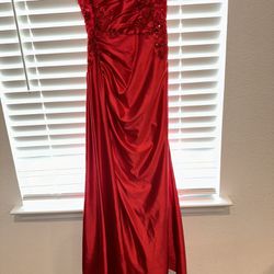 Satin Bright Red Prom Gown