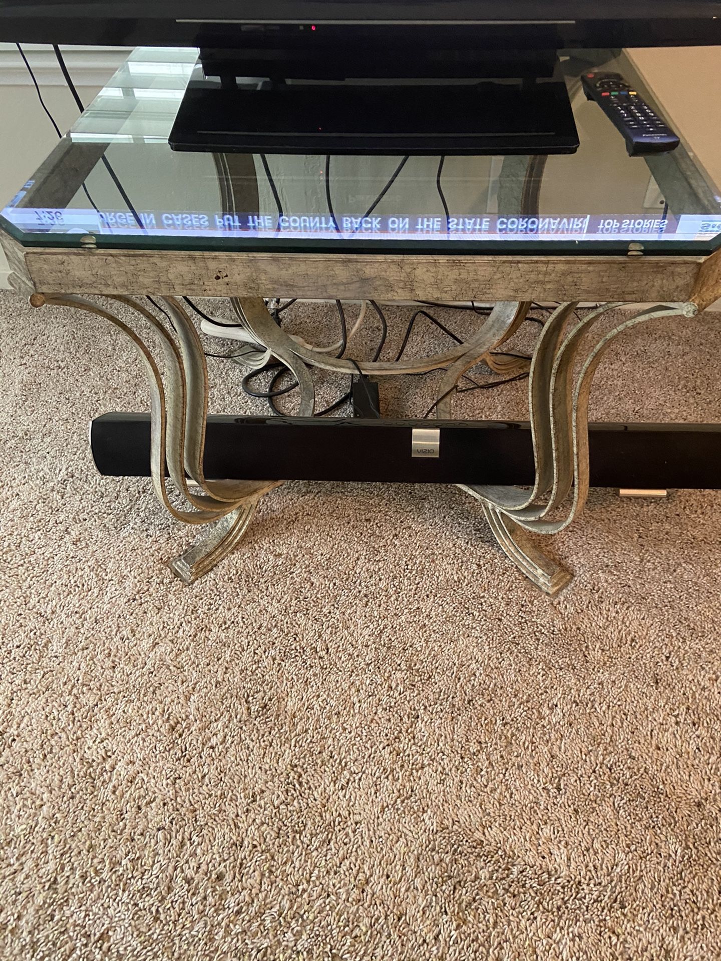Bassett glass coffee table and end table.