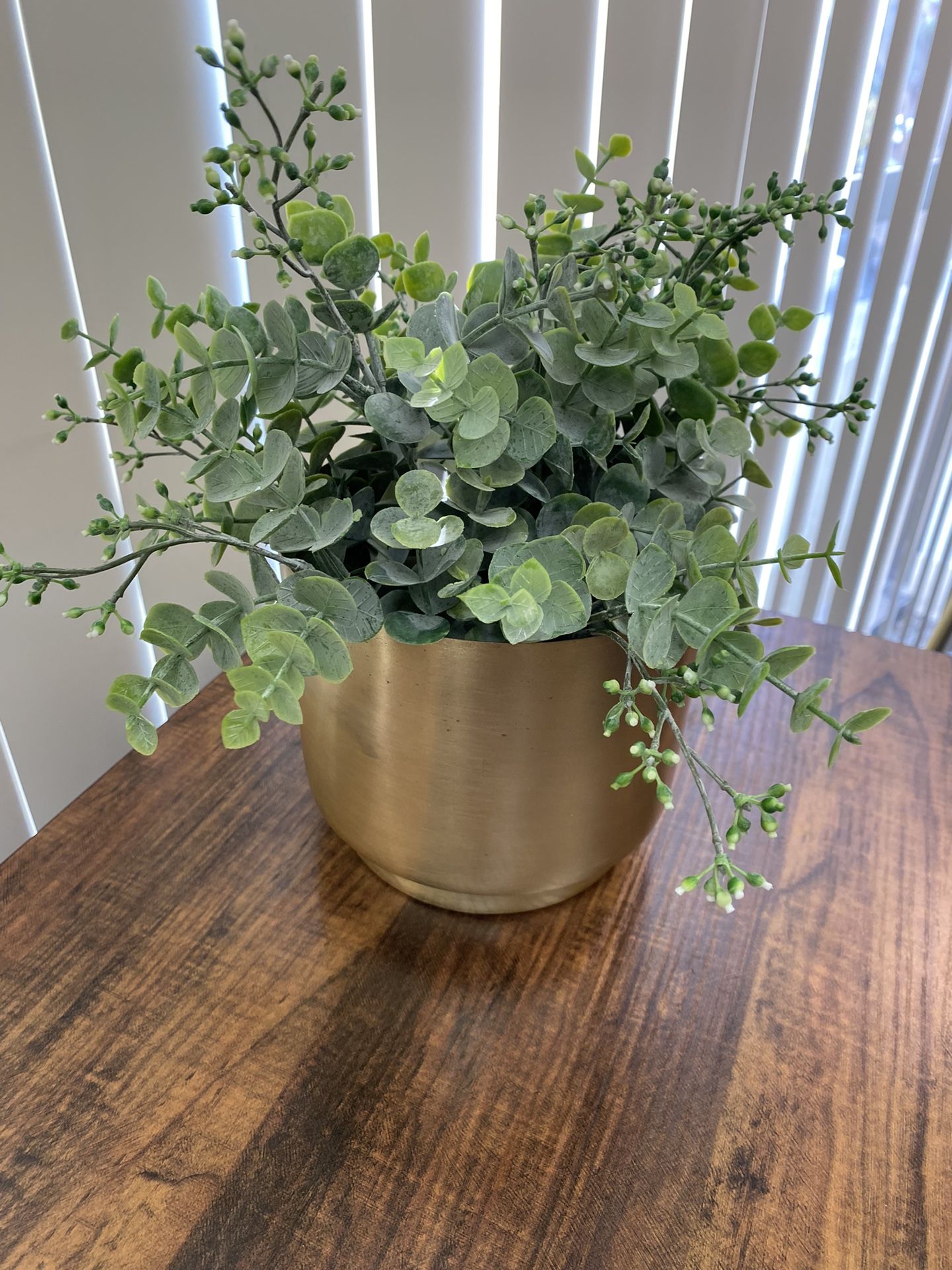 Fake Plant 5” Gold World Market Pot, And World Market Greenery