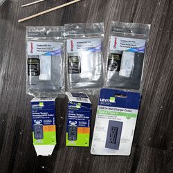 Leviton Protection 20a Tamper Resistant Gfci Outlets (x2) Decora USB A Charger Outlet Plus 3 Screwless Wall Plates