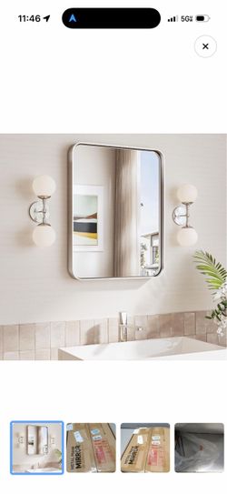 TokeShimi 16x20 Brushed Nickel Bathroom / Vanity Wall Mirror