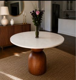 Free Delivery 🚚 | 48" Round Walnut Marble Dining Table