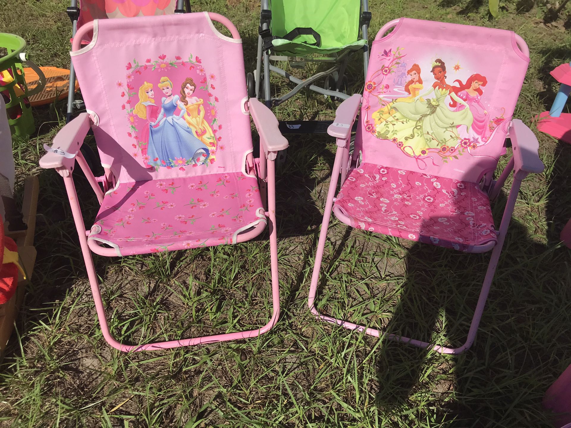 Pair of kids fold up princess chairs $5 for both