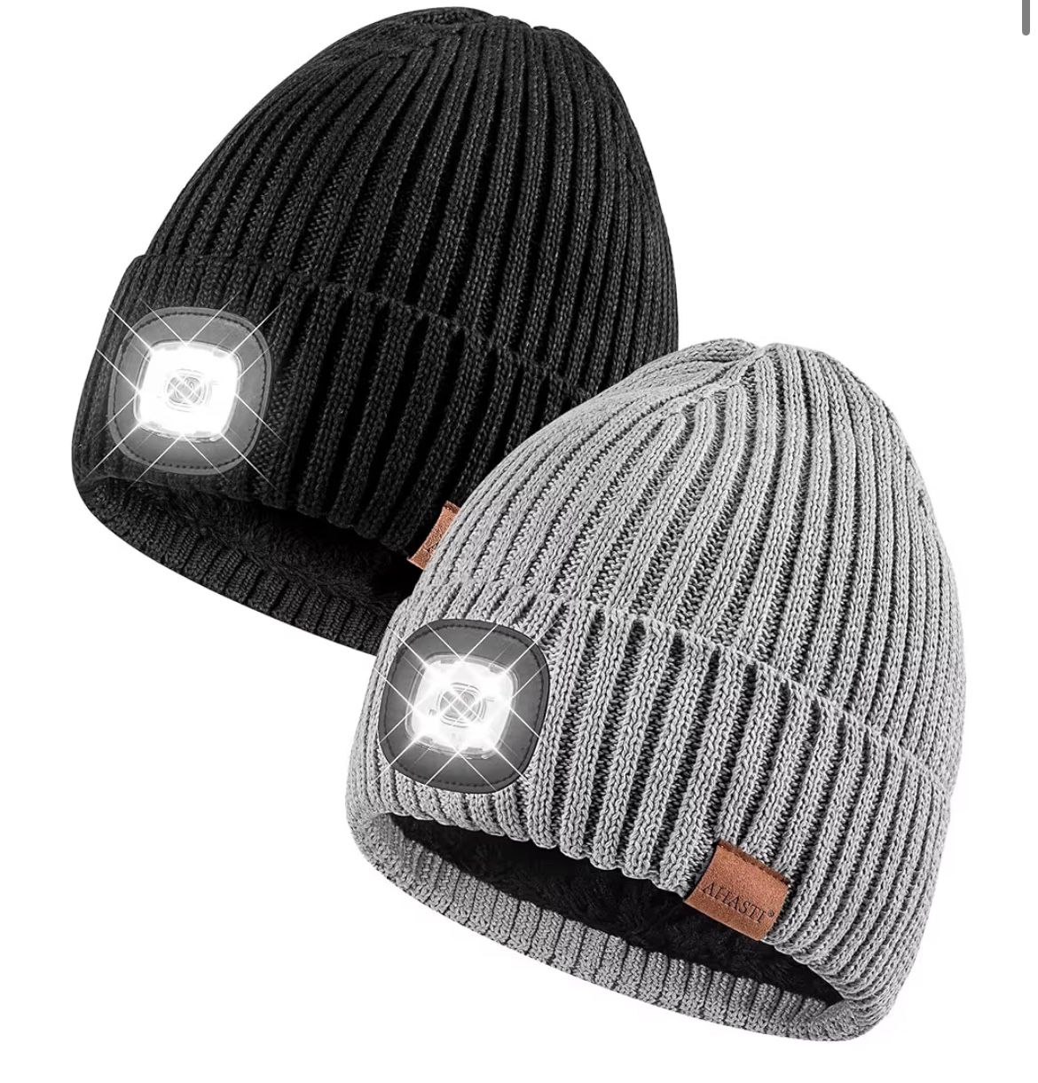 Beanie with Light for Men 2 Pack