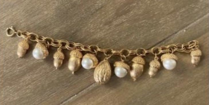 7” Vintage Gold Tone Chunky Boho Fall Charm Bracelet-has some weight-Adorably 