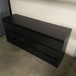 IKEA Dresser Malm 6-drawer double-dresser black