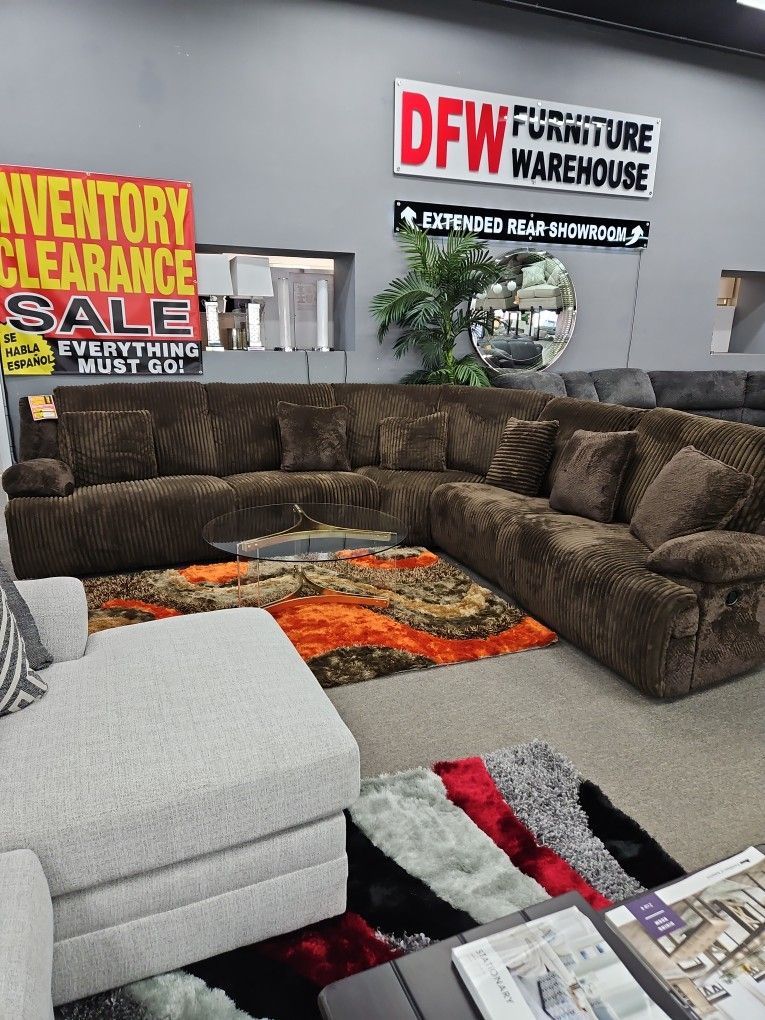 Five Piece Reclining Reclining Sectional For A Great Price DFW FURNITURE