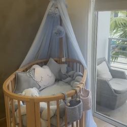 Baby Crib Decor Set – Braided Bumper + Pillow + Accessories