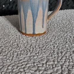 Browns Pottery Beige And Blue Mug