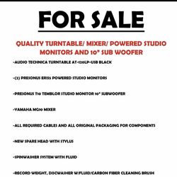 Complete Turntable, Monitor, Sub, Mixer Set Up