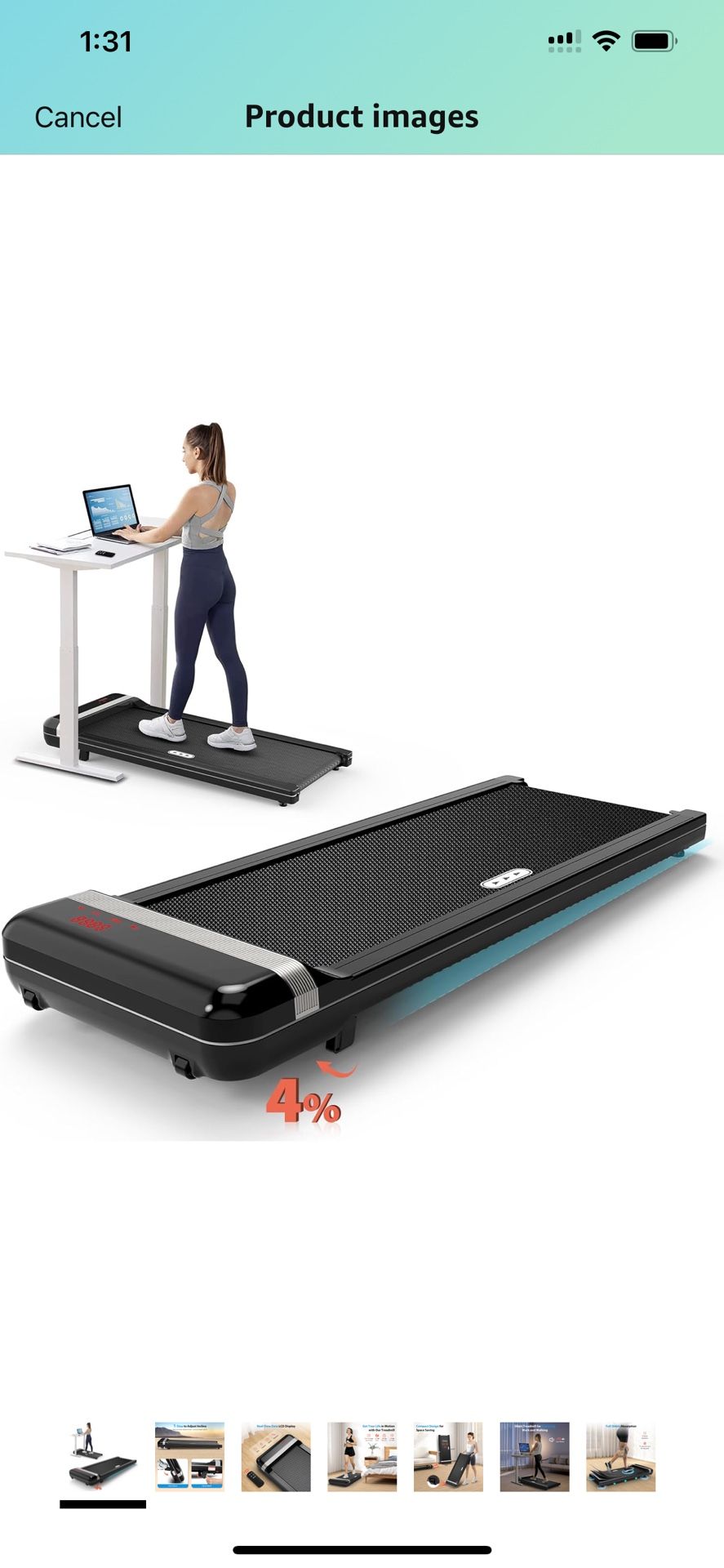 Walking Pad Treadmill with Incline,350lb Capacity - Ultra Quiet Portable Under Desk Treadmill