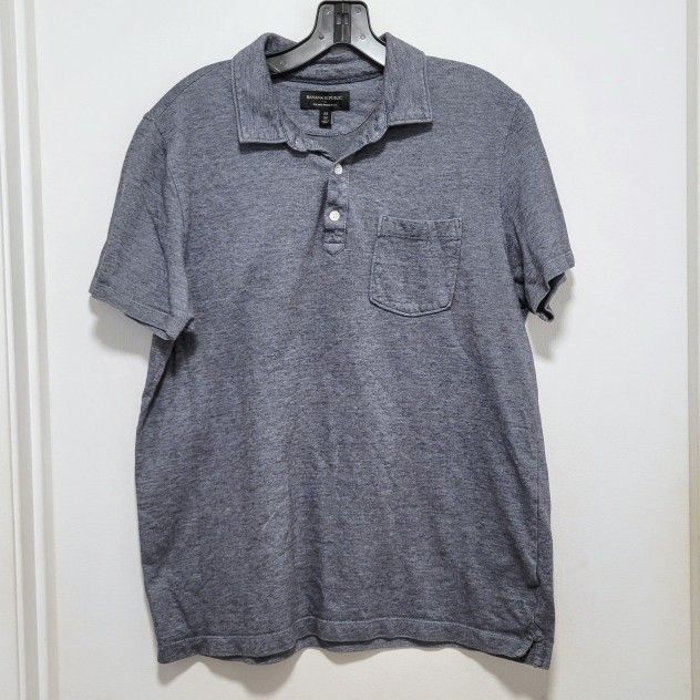 Banana Republic Wicking Pique Polo Blue Ice Short Sleeve Pocket Mens M