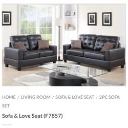 Brown Sofa And Love Seat Set 